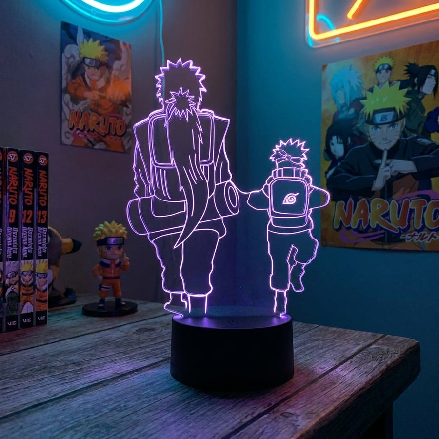 Lampe manga LED 3D Naruto – Jiraiya & Naruto | Mugen Shop