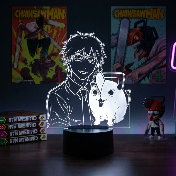 Lampe manga LED 3D Chainsaw Man – Denji & Pochita | Mugen Shop