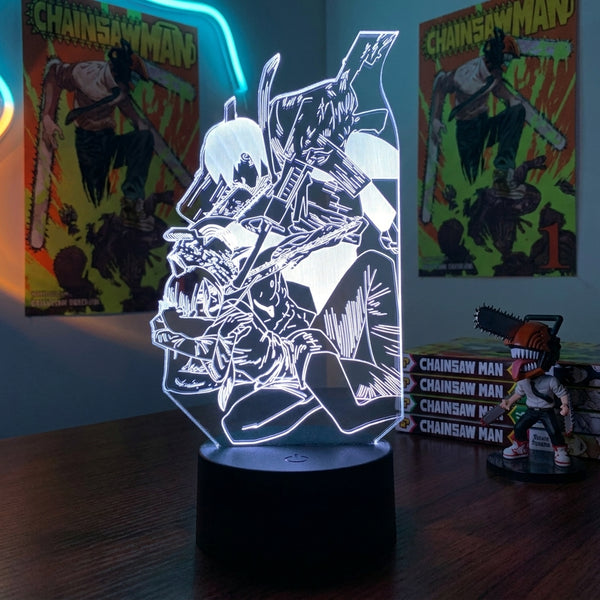 Lampe manga LED 3D Chainsaw Man – Aki Gun Devil & Power | Mugen Shop